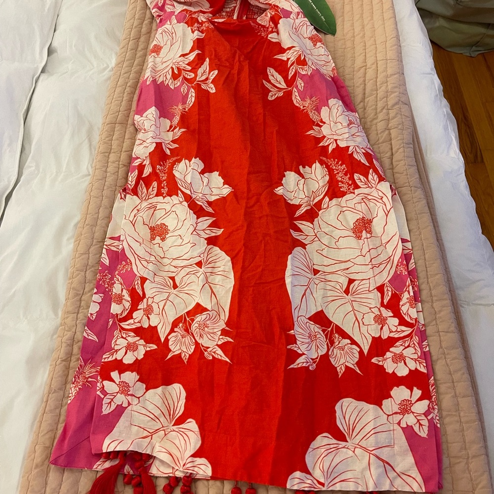 FARM Rio Red and White Floral Halter Dress - Picture 3 of 6